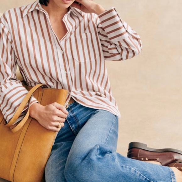 Sezane Tops - Bilma Shirt by Sézane in the "Camel Stripes" Colorway Size 32 About Medium